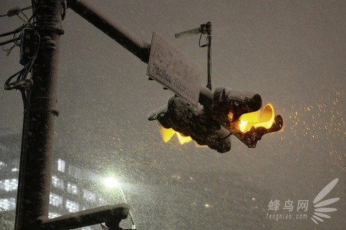 横滨会展中心的指示牌已经被雪覆盖