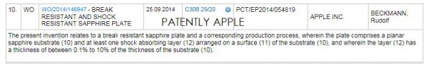 苹果蓝宝石专利被曝光