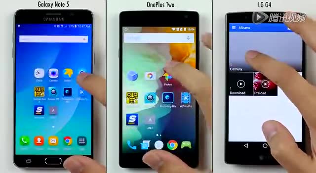 Galaxy Note 5、LG G4、一加2性能对比视频截图
